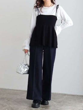 「Pierrot（ピエロ）のアイテム（その他パンツ）」を使った、Pierrotスタッフ★大人に似合う高コスパ服をお届けさん（レディース・158cm）の秋コーディネート