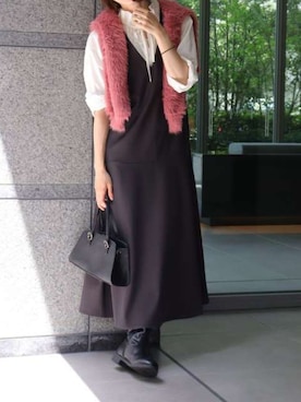 「シャギー」｜「アイテム（ジャンパースカート）」を使った、Pierrotスタッフ★大人に似合う高コスパ服をお届けさん（レディース・163cm）の夏コーディネート