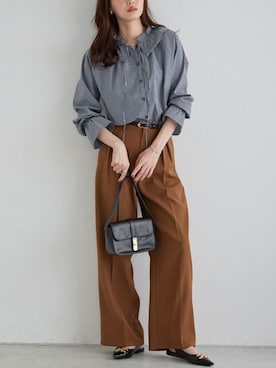 「Pierrot（ピエロ）のアイテム（その他パンツ）」を使った、Pierrotスタッフ★大人に似合う高コスパ服をお届けさん（レディース・167cm）の秋コーディネート