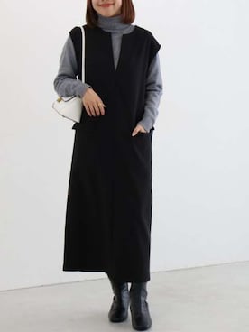 「アイテム（ジャンパースカート）」を使った、Pierrotスタッフ★大人に似合う高コスパ服をお届けさん（レディース・150cm）の秋コーディネート