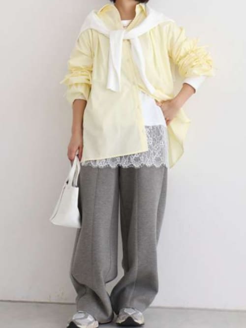 裾レースドッキングカットソー