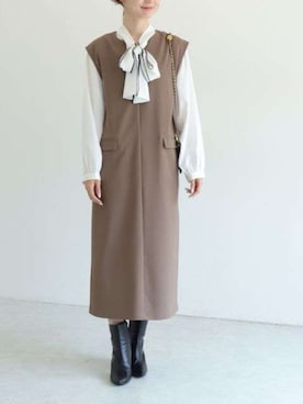 「アイテム（ジャンパースカート）」を使った、Pierrotスタッフ★大人に似合う高コスパ服をお届けさん（レディース・163cm）の秋コーディネート