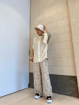 「ブラウスコーデ」｜「アイテム（帽子）」を使った、aasukaさん（レディース・158cm）の夏コーディネート