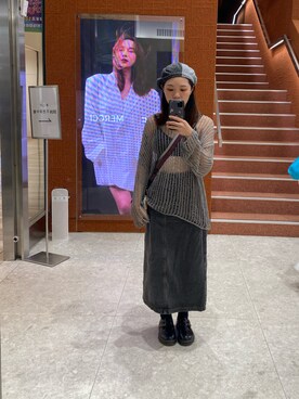 「brodnydのアイテム（ハンチング/ベレー帽、ブラック系）」を使った、lanlannie zhuangさん（レディース・153cm）の夏コーディネート