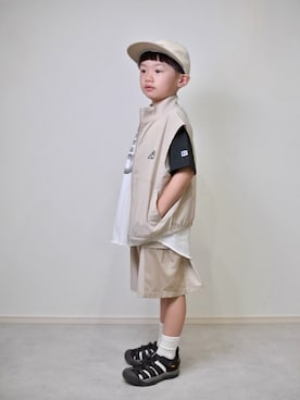 「アイテム（キャップ）」を使った、tanshio.さん（キッズ・100cm）の夏コーディネート