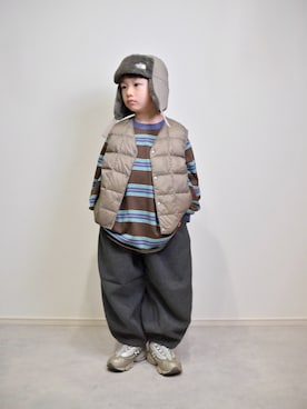 「アイテム（ダウンベスト）」を使った、tanshio.さん（キッズ・110cm）の冬コーディネート