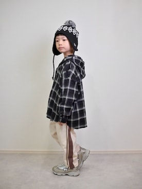 「アイテム（ニットキャップ/ビーニー）」を使った、tanshio.さん（キッズ・110cm）の秋コーディネート