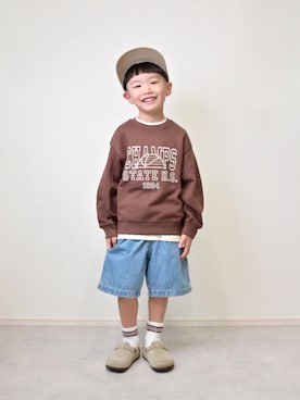 「BIRKENSTOCK（ビルケンシュトック）のBIRKENSTOCK / Boston Kids（17～22cm）（サンダル）」を使った、tanshio.さん（キッズ・110cm）の夏コーディネート