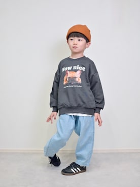 「アイテム（デニムパンツ）」を使った、tanshio.さん（キッズ・110cm）の秋コーディネート