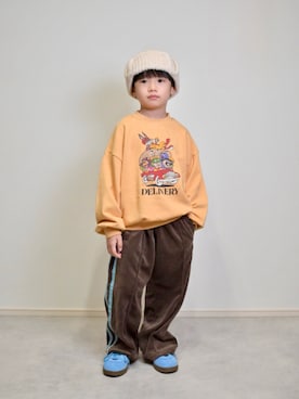 「Ocean&Ground（オーシャン&グラウンド）のSTARS DELIVERYﾌﾟﾘﾝﾄｽｳｪｯﾄ（スウェット）」を使った、tanshio.さん（キッズ・110cm）の秋コーディネート