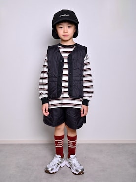 「アイテム（セットアップ）」を使った、tanshio.さん（キッズ・110cm）の秋コーディネート