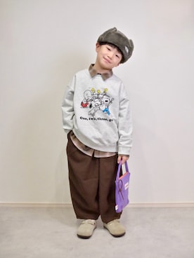 「アイテム（キャップ）」を使った、tanshio.さん（キッズ・110cm）の冬コーディネート