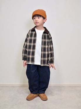 「アイテム（ニットキャップ/ビーニー）」を使った、tanshio.さん（キッズ・110cm）の秋コーディネート