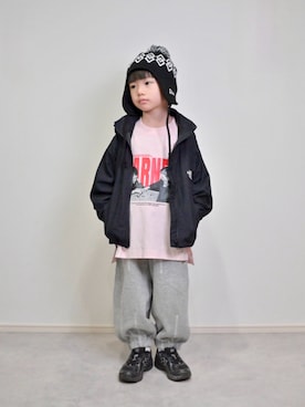 「アイテム（ニットキャップ/ビーニー）」を使った、tanshio.さん（キッズ・110cm）の秋コーディネート