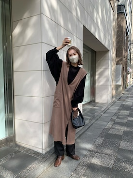 「アイテム（トップス、ブラウン系）」を使った、ayuさん（レディース・165cm）の秋コーディネート