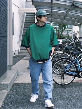 「Munsingwear（マンシングウェア）のアイテム（帽子）」を使った、すけさん（メンズ・171cm）の春コーディネート