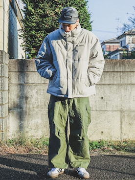 「KANGOL（カンゴール）のアイテム（ダウンジャケット/コート）」を使った、すけさん（メンズ・171cm）の秋コーディネート