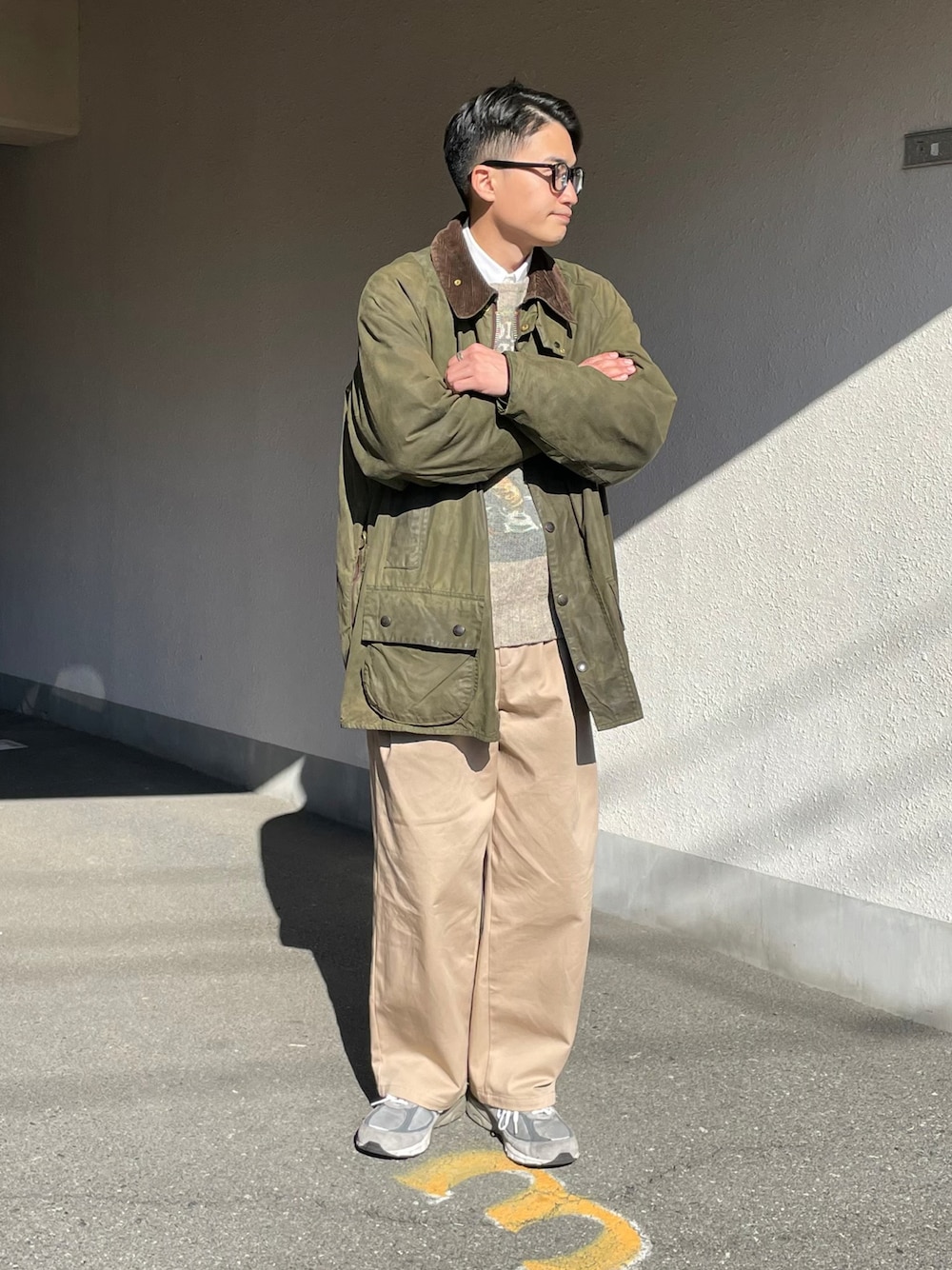 美品Lサイズ相当 Barbour ビデイル　オイルドジャケット　袖リブ　カーキ 美品Lサイズ相当 Barbour ビデイル オイルドジャケット 袖リブ