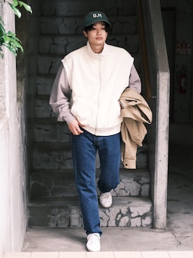 「Munsingwear（マンシングウェア）のアイテム（帽子）」を使った、すけさん（メンズ・171cm）の秋コーディネート