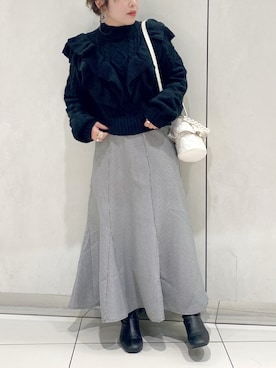 「ケーブルニット」｜「アイテム（ブーツ）」を使った、ol_izmm_さん（レディース・153cm）の冬コーディネート