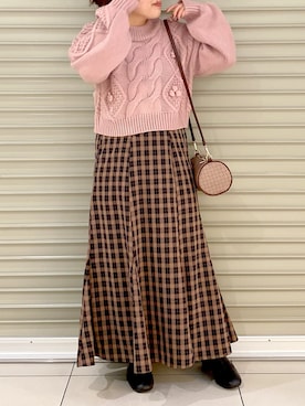 「ケーブルニット」｜「アイテム（ブーツ）」を使った、ol_izmm_さん（レディース・153cm）の冬コーディネート