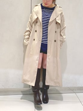 「メガネ女子」｜「アイテム（トレンチコート）」を使った、ol_izmm_さん（レディース・153cm）の冬コーディネート