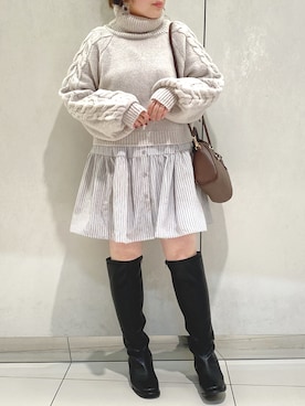 「タートルネック」｜「アイテム（ワンピース）」を使った、ol_izmm_さん（レディース・153cm）の冬コーディネート