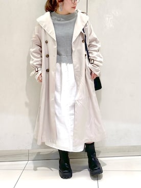 「ニットベスト」｜「アイテム（トレンチコート）」を使った、ol_izmm_さん（レディース・153cm）の冬コーディネート
