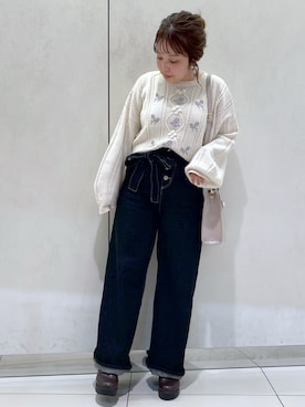 「刺繍」｜「アイテム（ブーツ）」を使った、ol_izmm_さん（レディース・153cm）の秋コーディネート