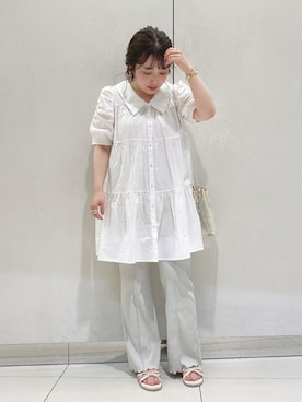 「袖ボリューム」｜「アイテム（パンツ）」を使った、ol_izmm_さん（レディース・153cm）の夏コーディネート