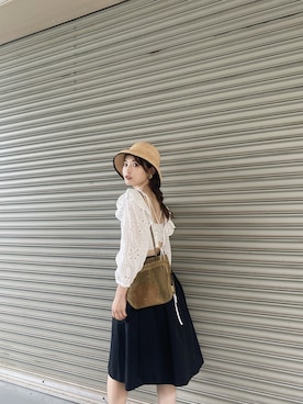 「A.P.C.（アーペーセー）のアイテム（財布/小物）」を使った、三橋栄香さん（レディース・155cm）の夏コーディネート
