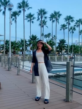 「AMERI」｜「アイテム（キャミソール）」を使った、三橋栄香さん（レディース・155cm）の夏コーディネート