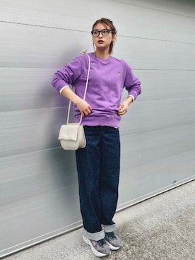 「YAHKI（ヤーキ）のアイテム（ショルダーバッグ）」を使った、三橋栄香さん（レディース・155cm）の秋コーディネート