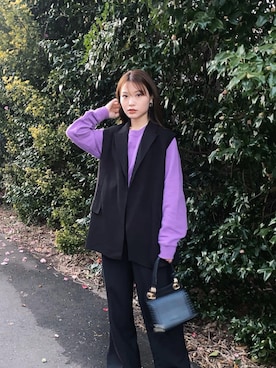 「CLANE（クラネ）のアイテム（パンツ）」を使った、三橋栄香さん（レディース・155cm）の冬コーディネート