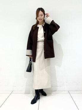 「アイテム（その他アウター、ブラウン系）」を使った、ayanaさん（レディース・166cm）の秋コーディネート
