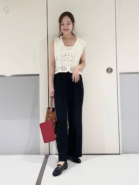 「RODE SKO（ロデスコ）のワンハンドル3WAYバッグ（ハンドバッグ）」を使った、ayanaさん（レディース・166cm）の秋コーディネート