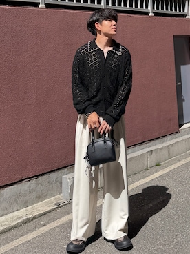 SLIGHT FLARE DOUBLE CLOTH BAGGY SLACKSを使った人気ファッション SLIGHT FLARE DOUBLE CLOTH BAGGY SLACKSを使った人気ファッション