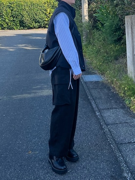 「LIDNM（リドム）のアイテム（カーゴパンツ）」を使った、えーきち【62kg】さん（メンズ・170cm）の秋コーディネート