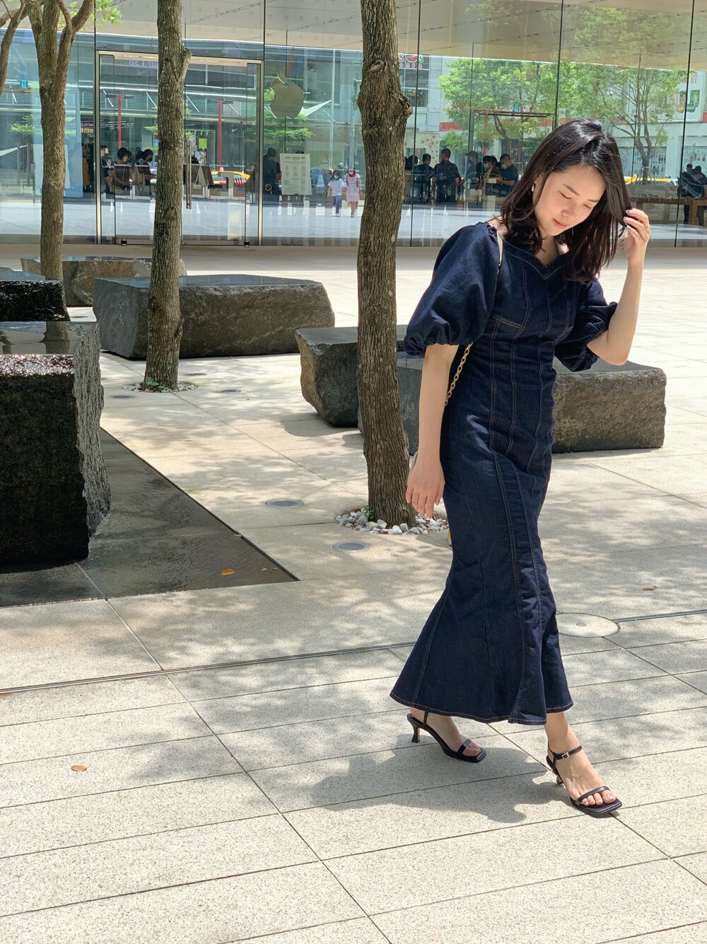 「lilliancaratのアイテム（ワンピース/ドレス、ブルー系）」を使った、D77さん（レディース・160cm）の夏コーディネートの1枚目の写真