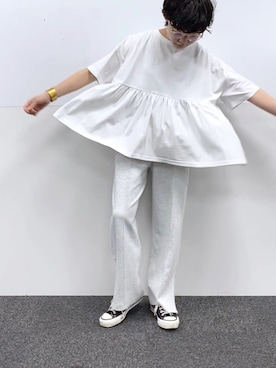 「ホワイト×コーデ」｜kahoさん（レディース・154cm）の春コーディネート