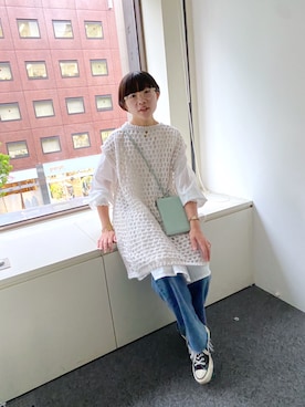 「CONVERSE（コンバース）のCANVAS ALL STAR J OX   J　32167431（スニーカー）」を使った、kahoさん（レディース・154cm）の秋コーディネート