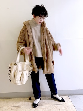 「シアタープロダクツ(THEATRE PRODUCTS)」｜「アイテム（その他アウター）」を使った、kahoさん（レディース・154cm）の冬コーディネート