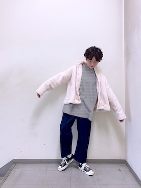 「チュニック」｜「アイテム（その他アウター）」を使った、kahoさん（レディース・154cm）の冬コーディネート
