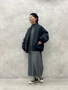 「PUAL CE CIN（ピュアルセシン）のアイテム（MA-1）」を使った、kahoさん（レディース・154cm）の秋コーディネート
