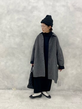「PUAL CE CIN（ピュアルセシン）のアイテム（ステンカラーコート）」を使った、kahoさん（レディース・154cm）の秋コーディネート