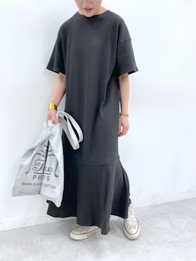 「ぺプラム」｜「アイテム（ワンピース/ドレス）」を使った、kahoさん（レディース・154cm）の春コーディネート