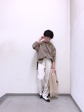 「スエット」｜「アイテム（バレエシューズ）」を使った、kahoさん（レディース・154cm）の秋コーディネート