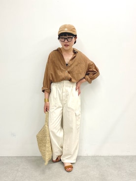 「DECHO（デコー）のアイテム（キャップ）」を使った、kahoさん（レディース・154cm）の夏コーディネート