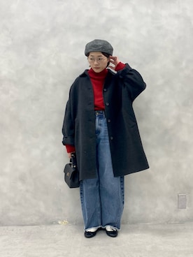 「PUAL CE CIN（ピュアルセシン）のアイテム（ステンカラーコート）」を使った、kahoさん（レディース・154cm）の秋コーディネート