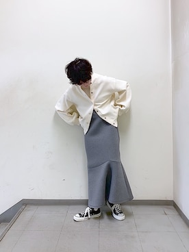 「PUAL CE CIN（ピュアルセシン）の綿針抜きハイネックロングスリーブ（Tシャツ/カットソー）」を使った、kahoさん（レディース・154cm）の冬コーディネート